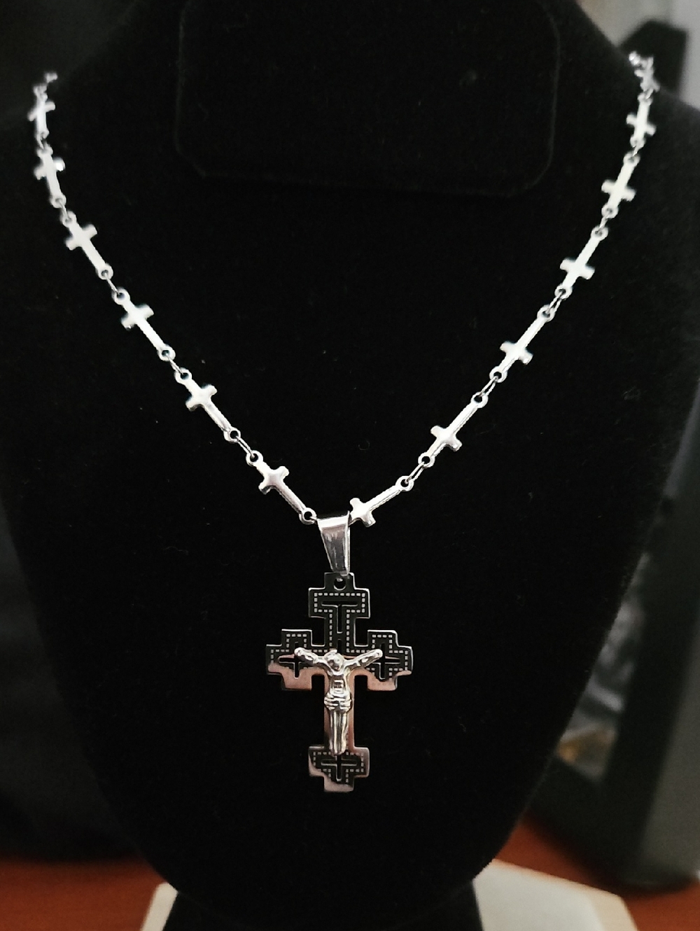 Silver Cross Pendant Necklace - Women